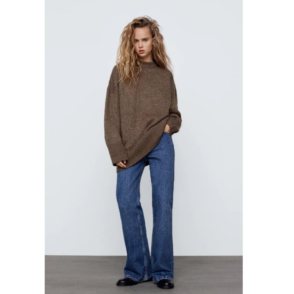 Blogger Favorite Zara Oversized Sweater Slouchy Ribbed Knit Crew Chunky Preppy - Picture 8 of 8